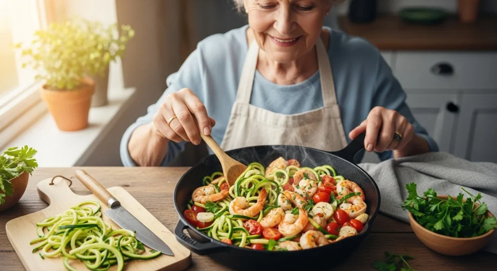 One-Pan Healthy Meals for Moms Who Don’t Want the Cleanup 9 Shrimp & Zucchini Noodle Skillet