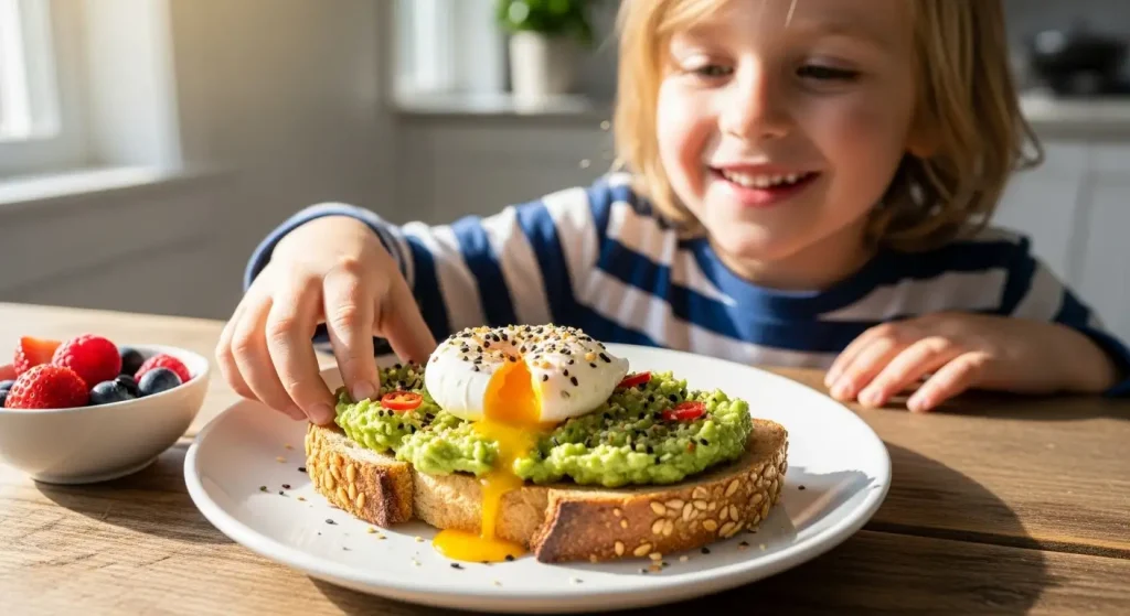 The Ultimate List of Healthy Breakfast Ideas for Toddlers & Kids 12 Avocado Toast with Egg